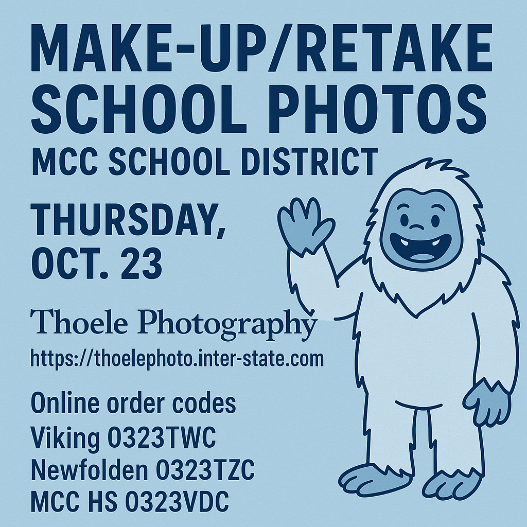 Picture Retake Day is Thursday, October 23rd. Please see online order codes for each school
