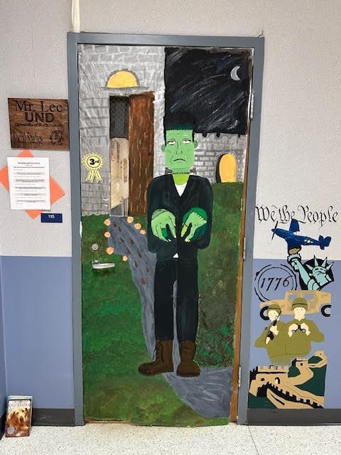 High School had a door decorating contest here are the winners of the Student Decorated Doors: 1st place: "Coraline" decorated by Haddie Munger, Morgan Huttleston and Kourtney Majer, 2nd place: "Fall Spectacular" decorated by Josie Ombler, Kinley Teie and Jorah Smith , 3rd place: "Frankenstein" decorated by Jade Baker, Sydni Eggerud, Helaina Peterson and Victoria Eurek. Congratulations!