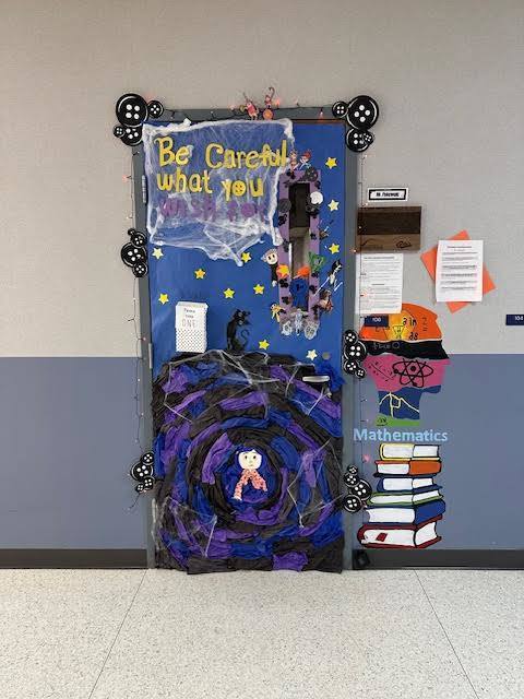 High School had a door decorating contest here are the winners of the Student Decorated Doors: 1st place: "Coraline" decorated by Haddie Munger, Morgan Huttleston and Kourtney Majer, 2nd place: "Fall Spectacular" decorated by Josie Ombler, Kinley Teie and Jorah Smith , 3rd place: "Frankenstein" decorated by Jade Baker, Sydni Eggerud, Helaina Peterson and Victoria Eurek. Congratulations!