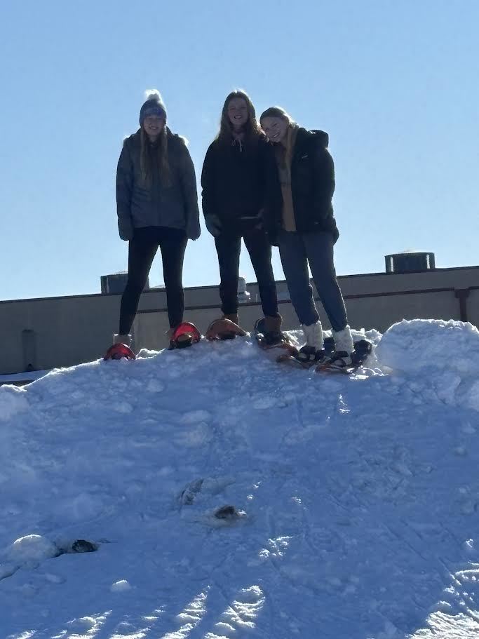 Mrs. Peterson's PE classes took advantage of having snow again and warm enough weather and got the snowshoes out this week.  Health 10 completed  AHA HeartSaver course & practiced CPR on the mannequins.