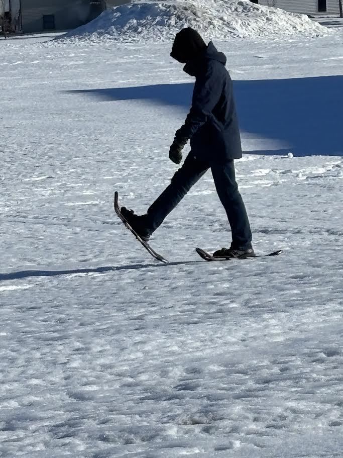 Mrs. Peterson's PE classes took advantage of having snow again and warm enough weather and got the snowshoes out this week.  Health 10 completed  AHA HeartSaver course & practiced CPR on the mannequins.