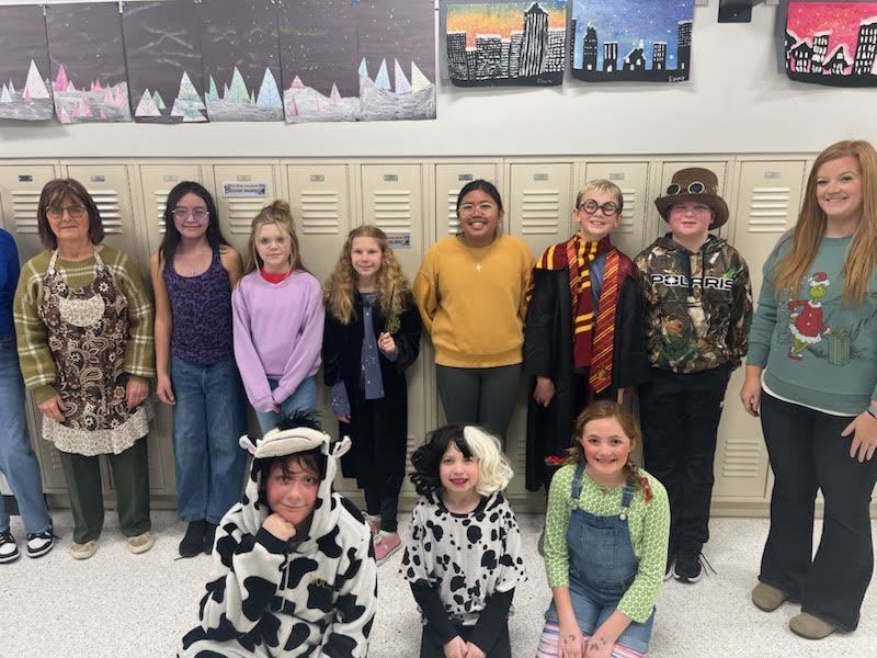 Middle School has dress up days for I love to read month! Yesterday (2/9) was Book Character Day and today (2/10) was Dr. Seuss Day. 