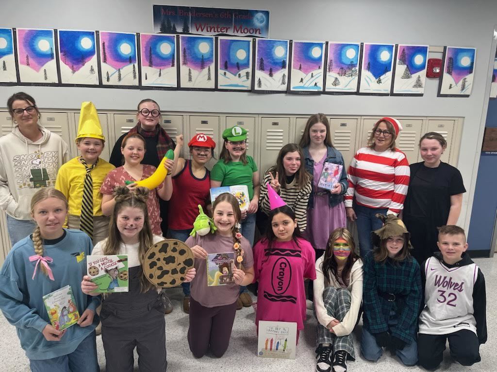 Middle School has dress up days for I love to read month! Yesterday (2/9) was Book Character Day and today (2/10) was Dr. Seuss Day. 