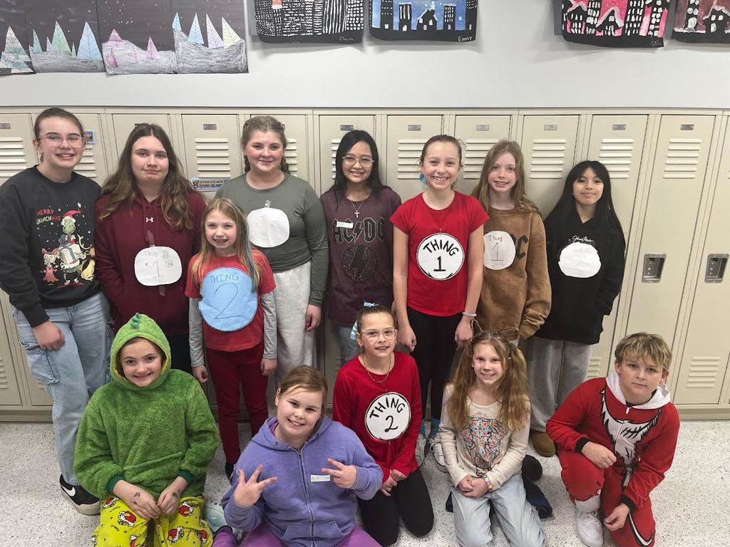 Middle School has dress up days for I love to read month! Yesterday (2/9) was Character Day and today (2/10) was Dr. Seuss Day. 