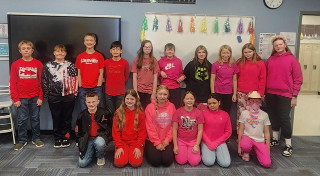 Middle School has dress up days for I love to read month! Yesterday (2/11) was Red vs Pink Day and today (2/12) was Formal Day!  
