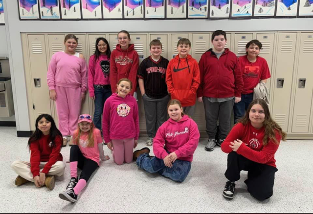Middle School has dress up days for I love to read month! Yesterday (2/11) was Red vs Pink Day and today (2/12) was Formal Day!  