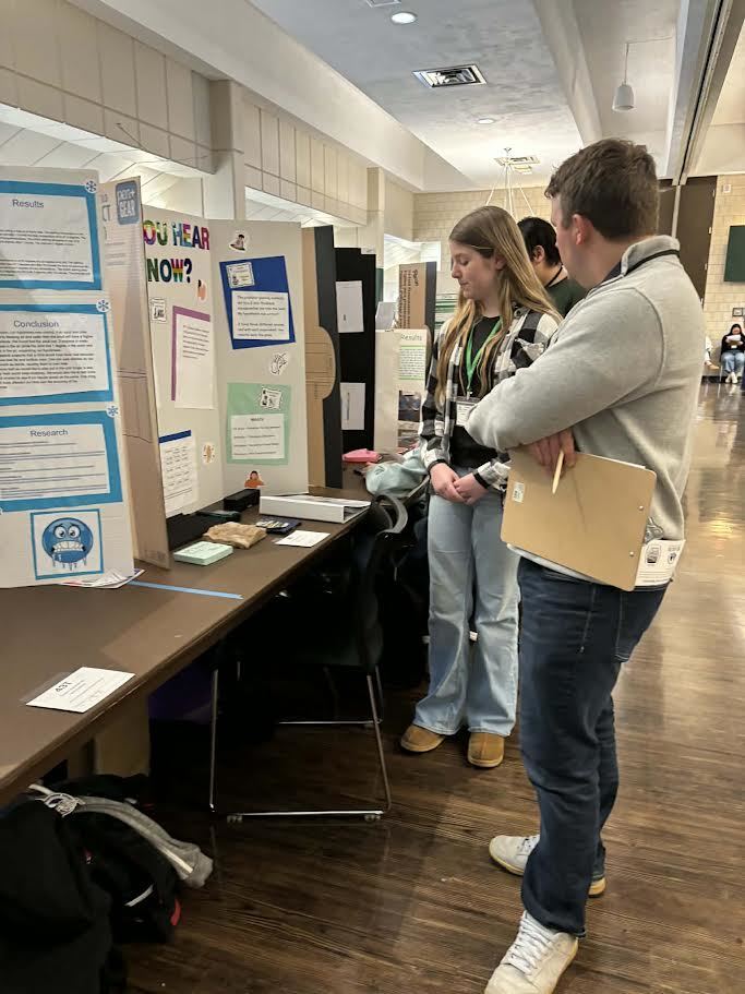 Here are a couple of pictures of our 6th graders at the Regional Science Fair today (2/20) - Congratulations and Good Luck students!