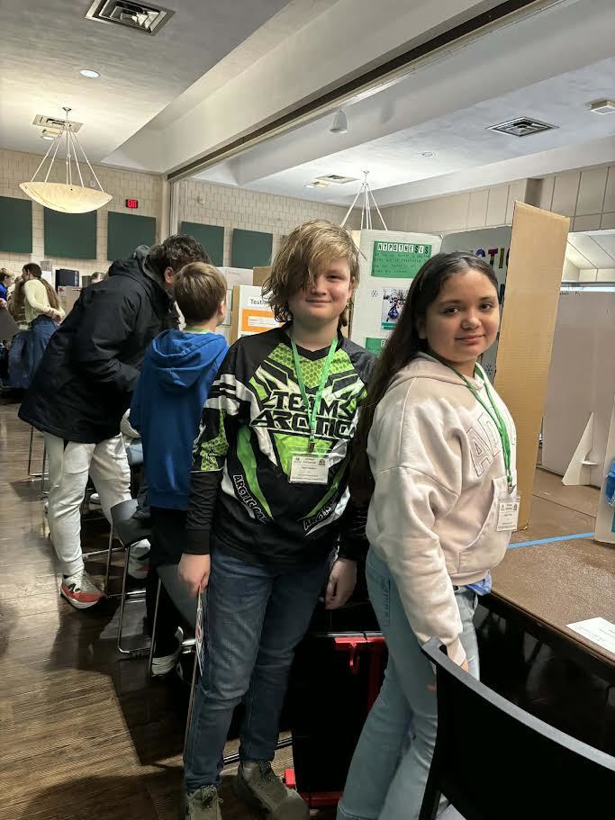 Here are a couple of pictures of our 6th graders at the Regional Science Fair today (2/20) - Congratulations and Good Luck students!
