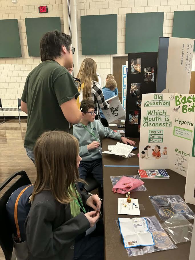 Here are a couple of pictures of our 6th graders at the Regional Science Fair today (2/20) - Congratulations and Good Luck students!