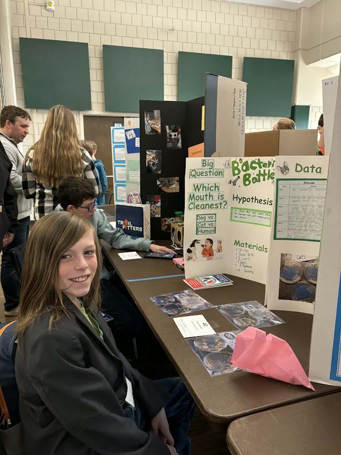 Here are a couple of pictures of our 6th graders at the Regional Science Fair today (2/20) - Congratulations and Good Luck students!
