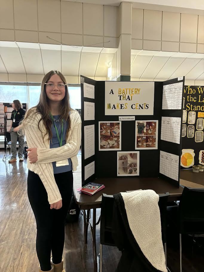 Here are a couple of pictures of our 6th graders at the Regional Science Fair today (2/20) - Congratulations and Good Luck students!