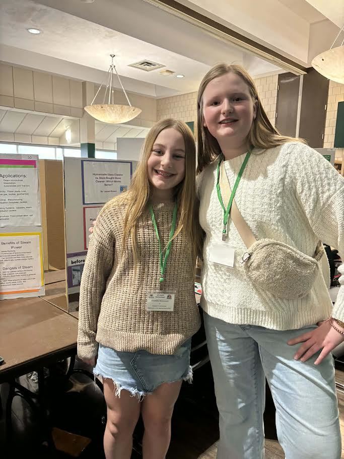 Here are a couple of pictures of our 6th graders at the Regional Science Fair today (2/20) - Congratulations and Good Luck students!