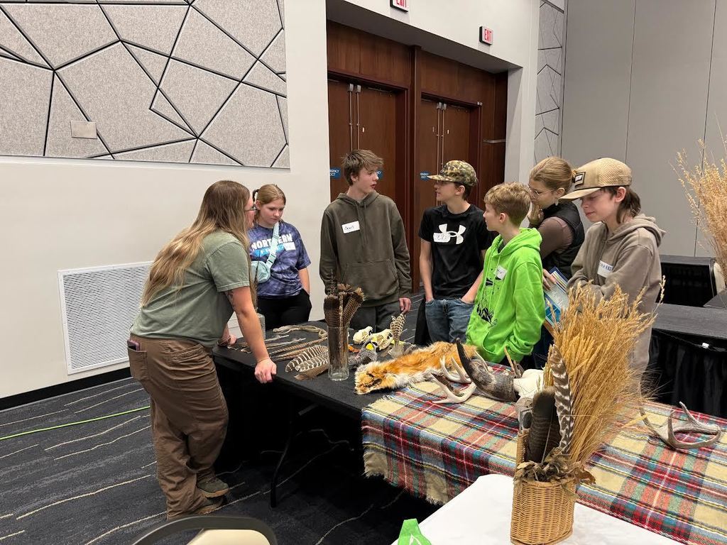 The MCC River Watch team went to the Alerus Center in Grand Forks on Wednesday to present their work for this year. They also attended a career and education fair about natural resources options, participated in a 26 school wide art project, and listened to a keynote speaker about the Lake Winnipeg Basin. And one student won a door prize!