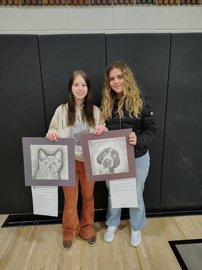 Last week Keziah Momerak and Arianna Accurso attended the Section 8A Art Festival held in Warroad. Keziah received an Excellent rating for her drawing Bailey. Thank you Keziah for sharing your art!