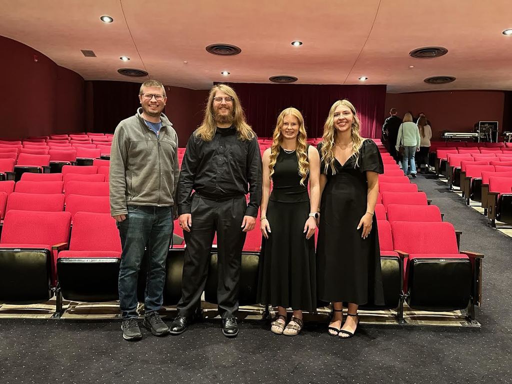 The following students recently auditioned and were selected to participate in the 41st annual UND Honor Band, Choir, and String Festival which was held April 25–26.  The Festival provides an opportunity for talented high school musicians to perform in a select ensemble under the leadership of UND faculty.  They showcased their talents in the final concert on Sunday at the Chester Fritz Auditorium.   Brooke Bjorgaard, Ellie Underdahl, and Jorja Love were chosen for the Treble Honor Choir and  Jaiden Timm and Ayden Senum were selected for the Mixed Honor Choir.
