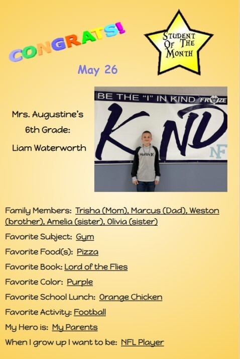 Middle School Students of the Month