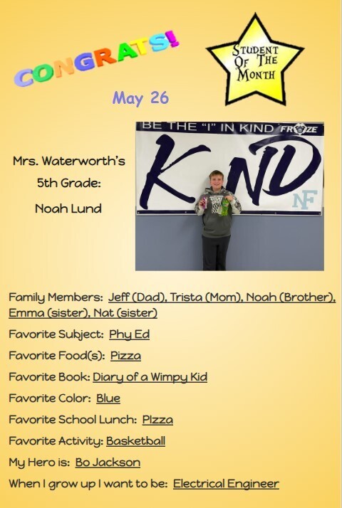 Middle School Students of the Month