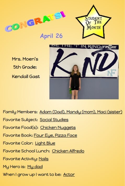 Middle School Students of the Month