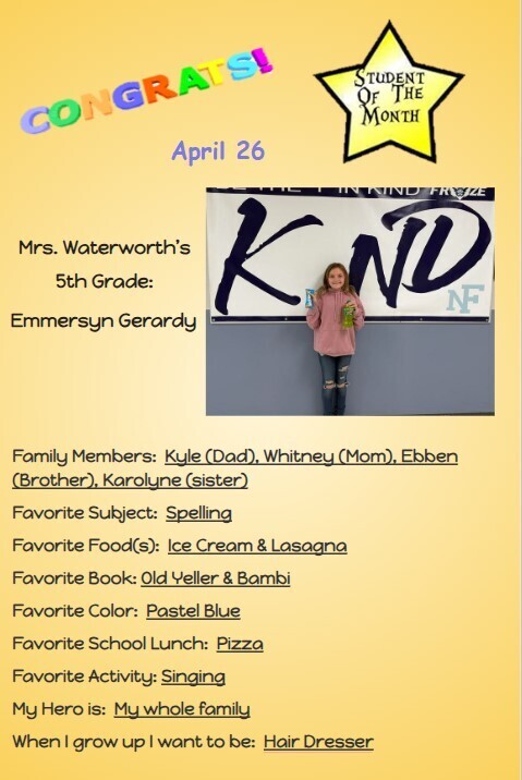 Middle School Students of the Month