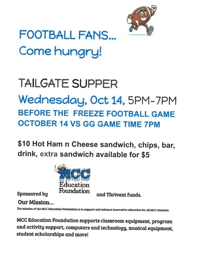 Lots happening in Newfolden tonight!! Our Cross Country Team will be running from Grygla to Newfolden and handing off the football to the captains at center field at 6:15 p.m. led by senior Brooke Bjorgaard! Come hungry as the MCC Ed Foundation is sponsoring a tailgate supper from 5-7:00 p.m. Parents night will start at 6:40 announcing 7th-11th parents and players before the game, along with 7th-12th girls who participated in flag football last spring. During halftime seniors and their parents will be announced and recognized. We are also having Pink Night - 50/50, bracelets, autographed football helmets and volleyballs up for sale along with "kick for cancer" halftime fundraiser. All proceeds raised tonight will go to Meggan Brandon our Newfolden Elementary Head Cook who is battling breast cancer. Come out and support all these great causes and athletes! See you tonight! #GoFreeze!  