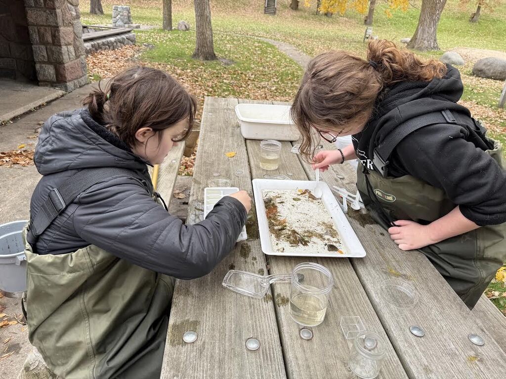 On Wednesday the MCC River Watch team collected and identified macro invertebrates at Old Mill State Park.