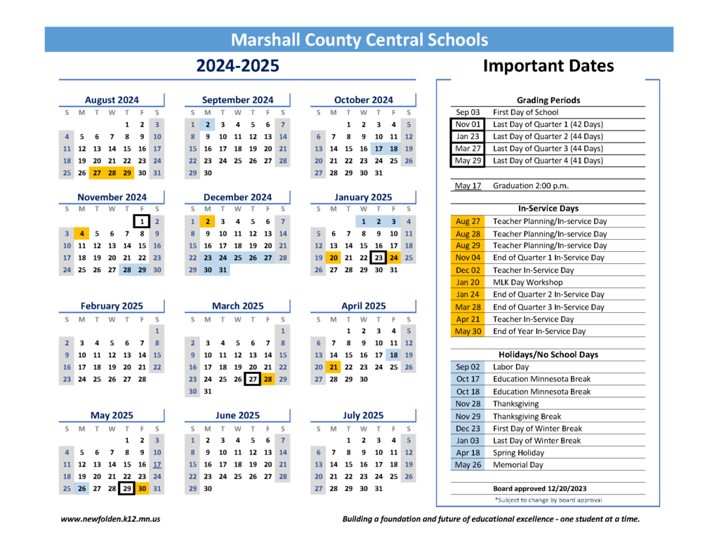 Marshall County School Calendar 2025 26 Aidan G Roemer