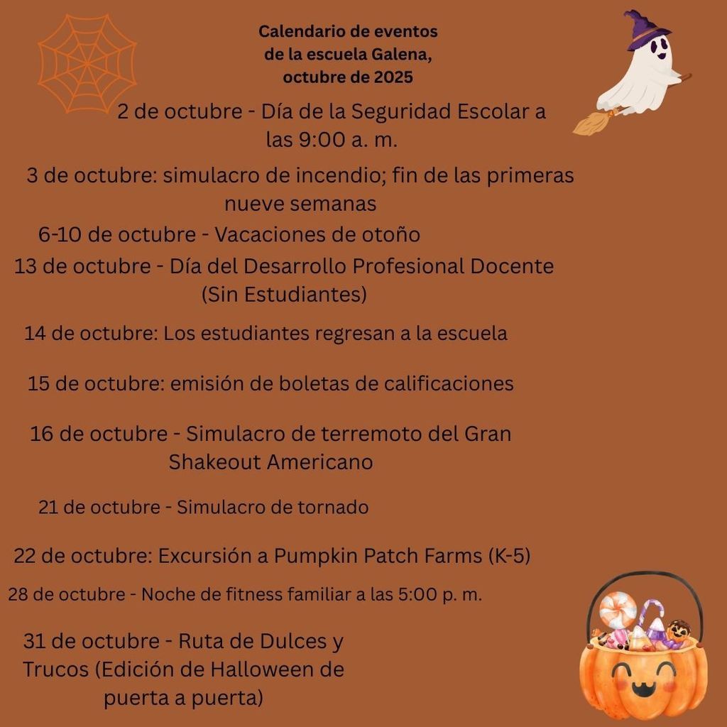 October 2025 Calendar of Events