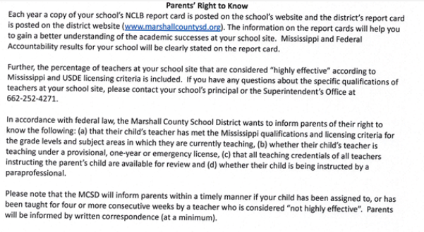 Parents' Right to Know