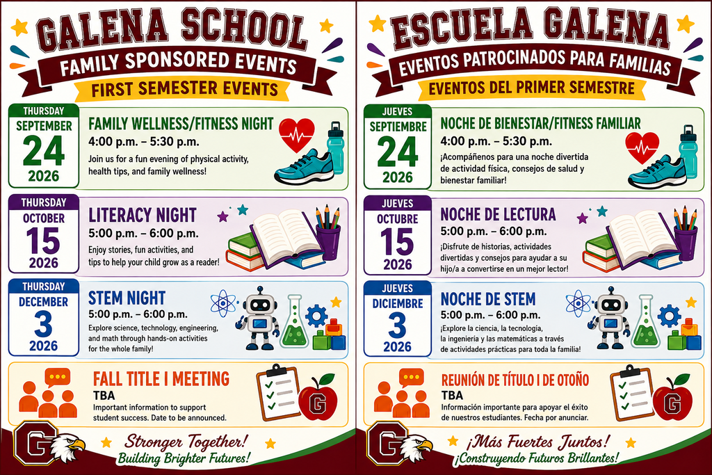 Galena School Sponsored Family Events