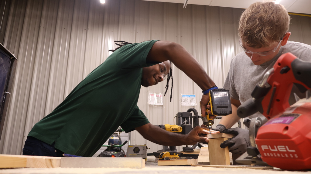 Advanced Manufacturing Student making a bird house