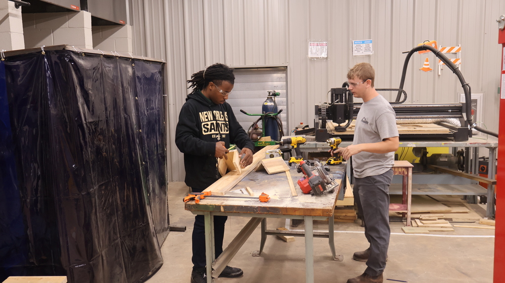 Advanced Manufacturing Student making a bird house