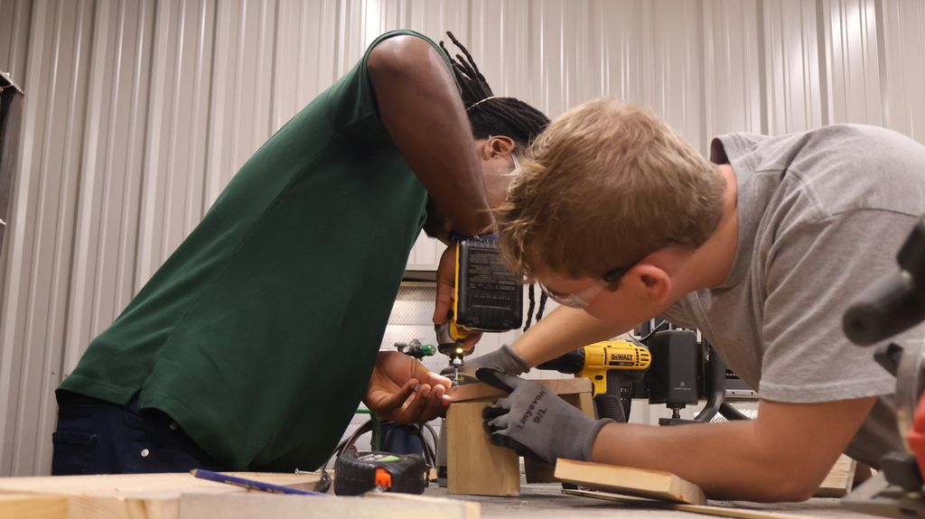 Advanced Manufacturing Student making a bird house