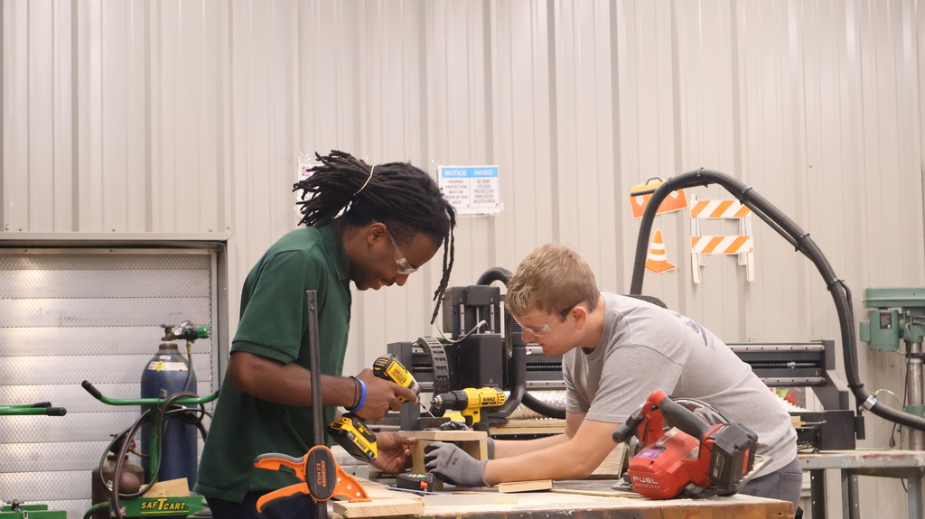 Advanced Manufacturing Student making a bird house