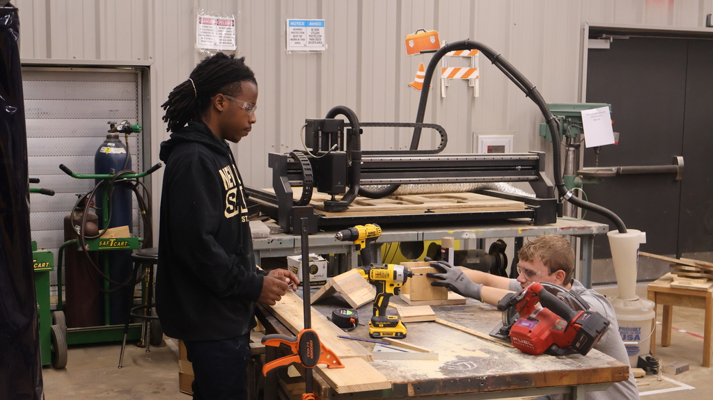 Advanced Manufacturing Student making a bird house