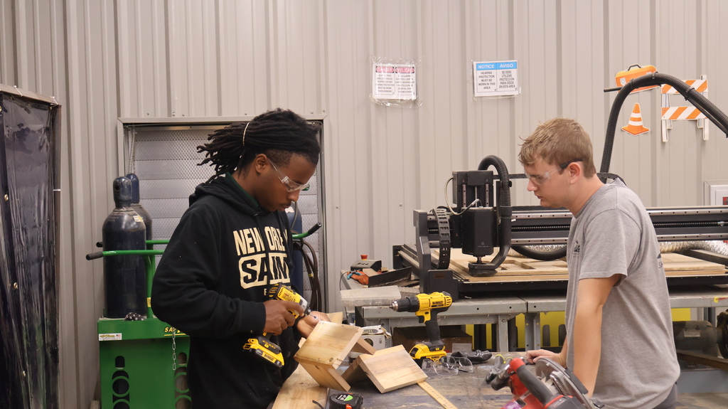 Advanced Manufacturing Student making a bird house