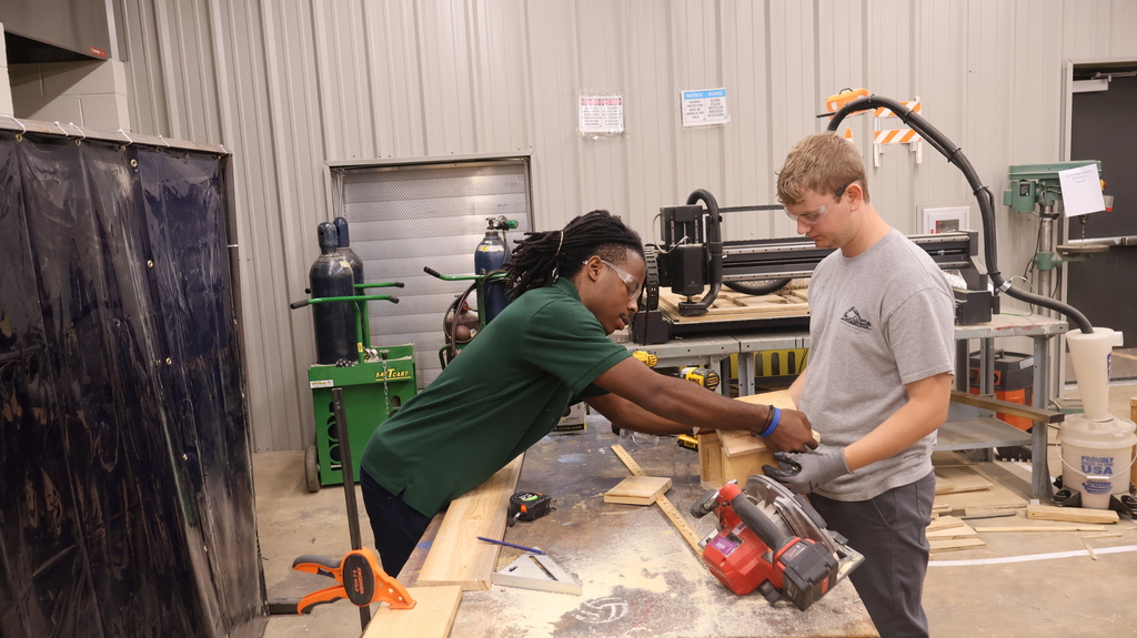 Advanced Manufacturing Student making a bird house