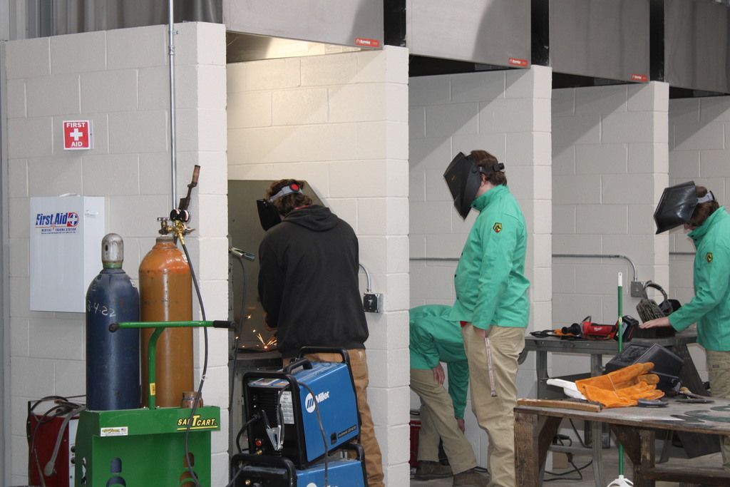 Students welding