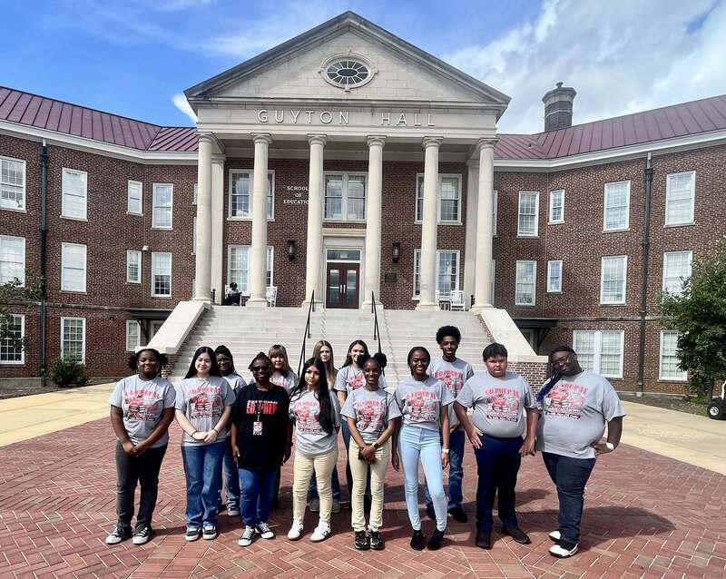 Ed Prep students in front of Guyton Hall on the campus of Ole Miss