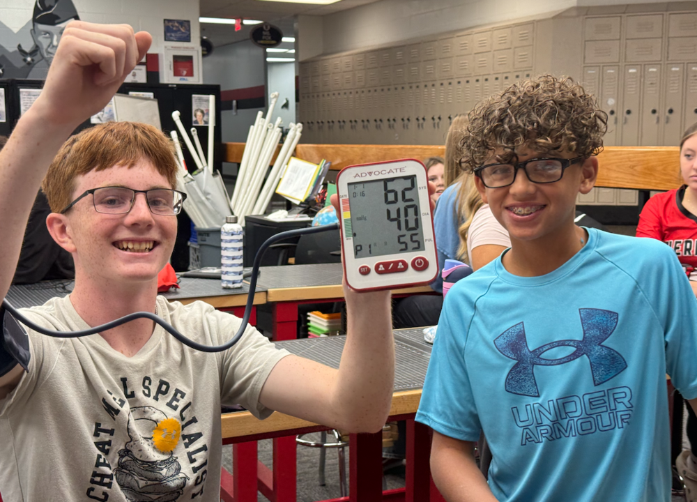 Students with a Blood Pressure Cuff