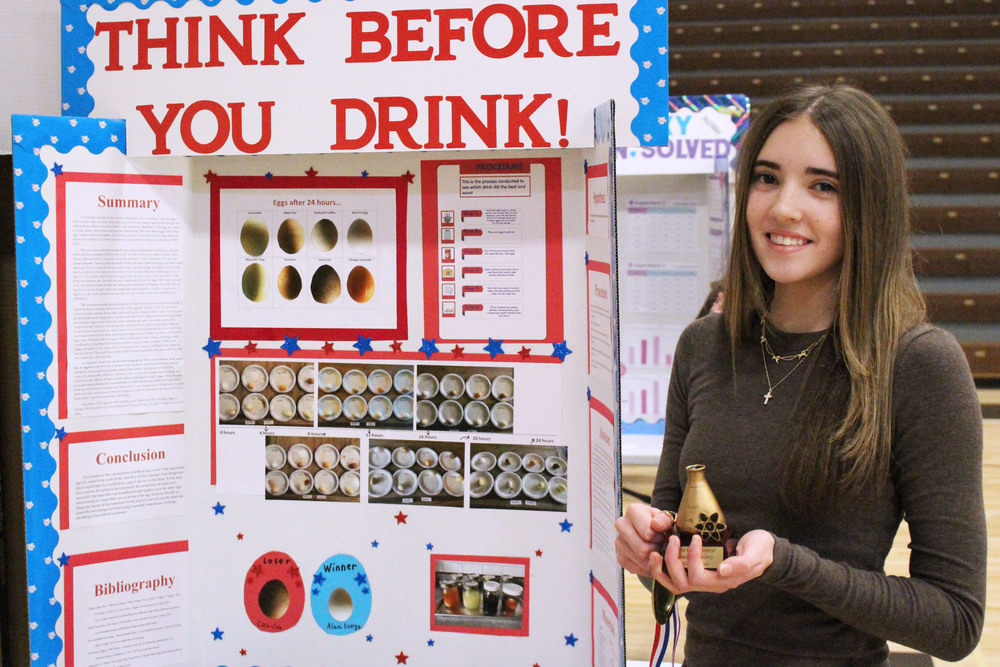 Marshall County Schools Science Fair overall winner Hattie Brautigan, 8th grader at Moundsville Middle School.
