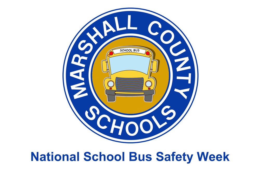 Marshall County Schools blue logo with a school bus in the middle of the circle.