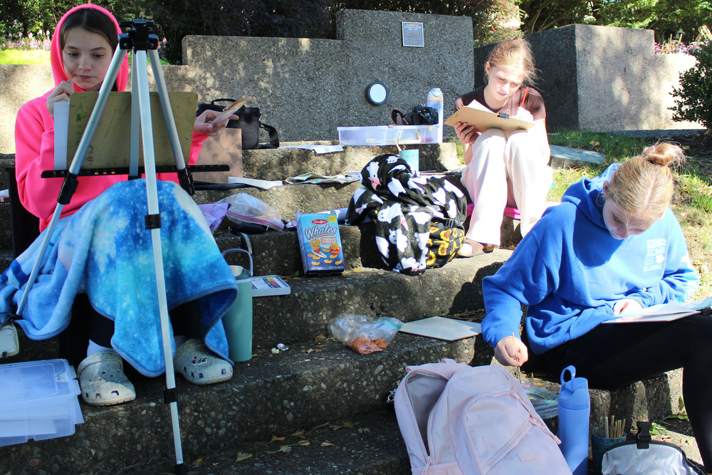 Students paint the scenery at Oglebay Park Resort.
