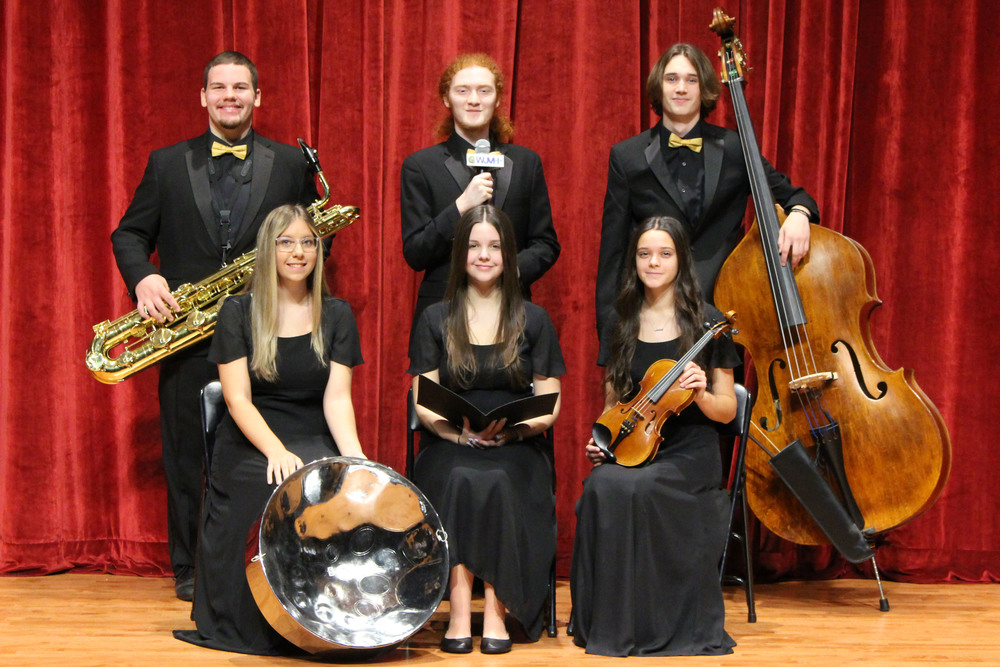 Pictured from left seated: Samantha Howard, Gracen Cline and Alina Holliday. Standing from left: Gianni Oliveto, Ash Roth and AJ Pintus.