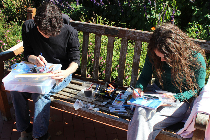 Students paint the scenery at Oglebay Park Resort.