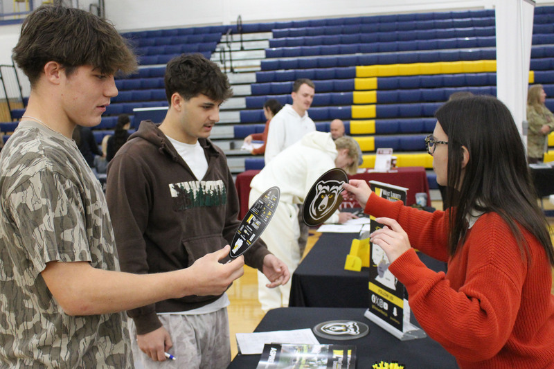 Students talk to a representative at the CHS College & Career Fair.