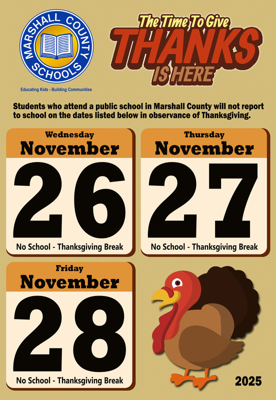Thanksgiving Break calendar.