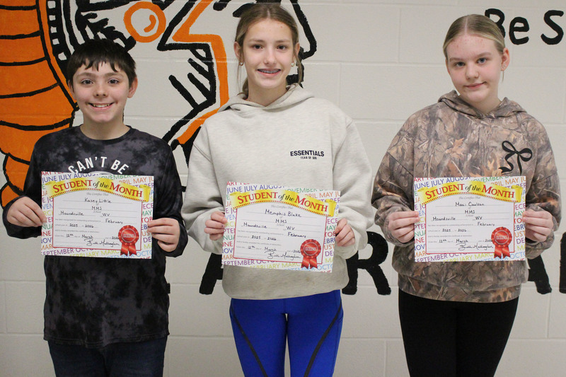 Pictured from left: Kasey Little, Memphis Blake and Maci Coulson. Dalton Earnest was on a school trip the day of the certificate presentation.