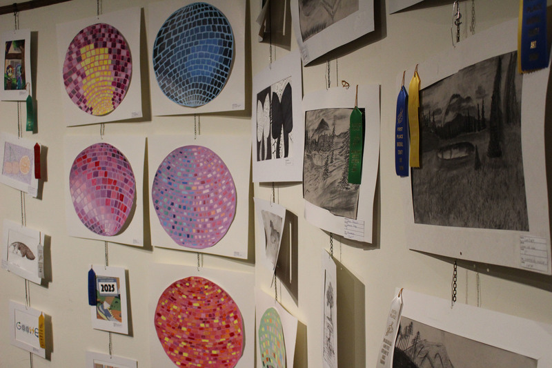 Pictured is just a small sample of the artwork featured at the annual Marshall County Student Art Show at the Grave Creek Mound.