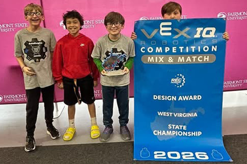 2026 AutoKnights Design Award Pic: Pictured from left: Tristan Turvey, Marcus Bellen, Hudson Gomez, and Maxwell Markwas.