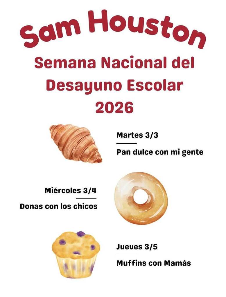 Sam Houston National School Breakfast Week Flyer, Spanish